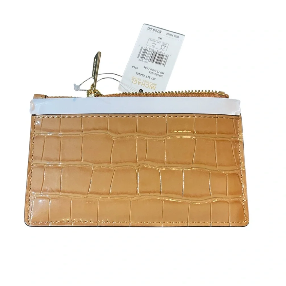 Michael Kors Jet Set Croc-Embossed Deer Chevreuil card holder - Picture 3 of 6